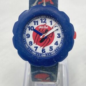 Flik Flak Swatch Spiderman Watch Boys Youth Blue Marvel Nylon New Battery 7.5"